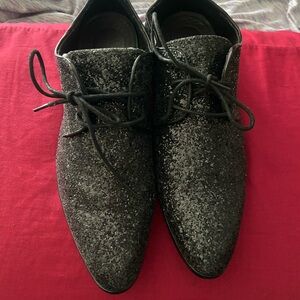 Elegant Black Glitter Oxford Shoes